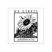 ヴィンテージひまわり本Ex Libris ラバースタンプ (インプリント)