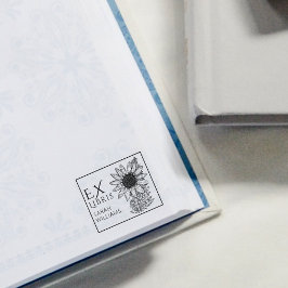 ヴィンテージひまわり本Ex Libris ラバースタンプ
