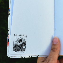 ヴィンテージひまわり本Ex Libris ラバースタンプ