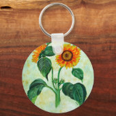 ヴィンテージひまわり植物芸術 キーホルダー (正面)