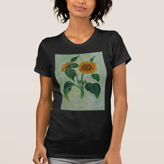 ヴィンテージひまわり植物芸術 Tシャツ (正面)