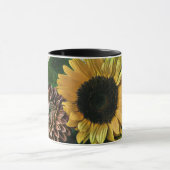 ヴィンテージひまわり水彩木製卓上 マグカップ (中央)