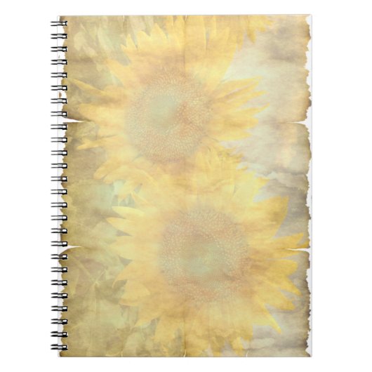 ヴィンテージひまわり紙 ノートブック (正面)
