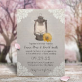 ヴィンテージひまわり素朴とランタン結婚レース 招待状