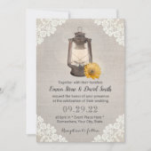 ヴィンテージひまわり素朴とランタン結婚レース 招待状 (正面)