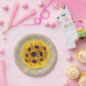 ヴィンテージひまわり素朴の結婚古い ペーパープレート (パーティー)