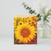 ヴィンテージひまわり素朴写真はがき ポストカード (スタンド正面)
