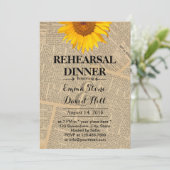 ヴィンテージひまわり結婚のリハーサルディナー 招待状 (スタンド正面)