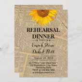 ヴィンテージひまわり結婚のリハーサルディナー 招待状 (正面/裏面)