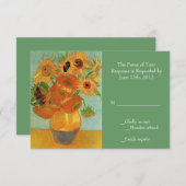 ヴィンテージひまわり結婚式RSVPカード 出欠カード (正面/裏面)