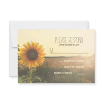 ヴィンテージひまわり結婚式RSVPカード