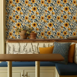 ヴィンテージひまわり転が2'x10'  壁紙
