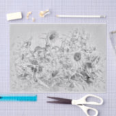 ヴィンテージひまわり野の白黒動揺して 薄葉紙 (クラフト)