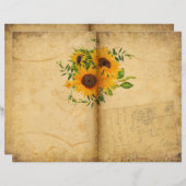 ヴィンテージひまわり雑誌スクラップブックページ (正面/裏面)