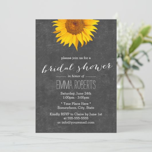 ヴィンテージひまわり黒板ブライダルシャワー 招待状 (スタンド正面)