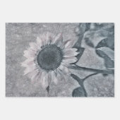 ヴィンテージひまわり黒白 ラッピングペーパーシート (正面2)