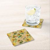 ヴィンテージひまわり スクエアペーパーコースター (インサイチュ)