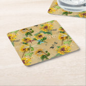 ヴィンテージひまわり スクエアペーパーコースター (アングル)