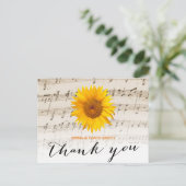 ヴィンテージひまわり&音楽シ結婚ート ポストカード (スタンド正面)