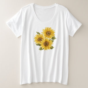 ヴィンテージひまわりTシャツ プラスサイズTシャツ