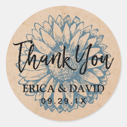 ヴィンテージひま結婚フラワーズクラフト ラウンドシール (正面)