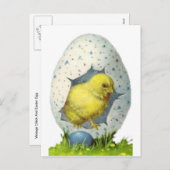 ヴィンテージひよことイースター卵 シーズンポストカード (正面/裏面)