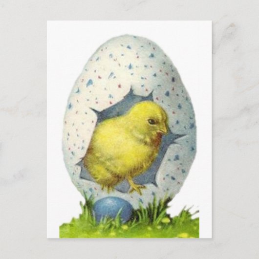 ヴィンテージひよことイースター卵 シーズンポストカード (正面)