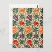 ヴィンテージぶどう及びつる植物壁紙パターン ポストカード (正面/裏面)