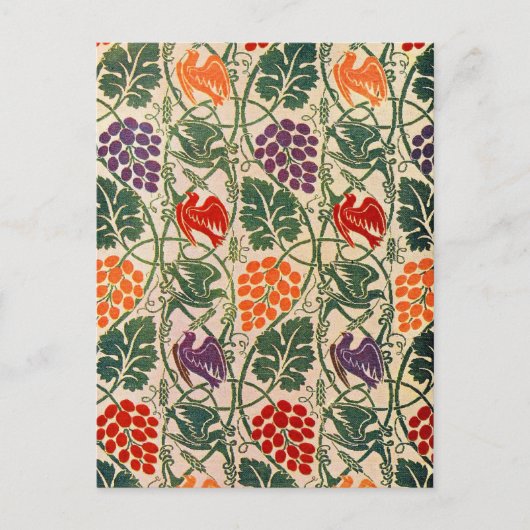 ヴィンテージぶどう及びつる植物壁紙パターン ポストカード (正面)