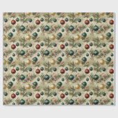 ヴィンテージぶら下がったのオーナメント，果実，枝 ラッピングペーパー (フラット)