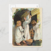 ヴィンテージぶら下がったのストッキング シーズンポストカード (正面/裏面)