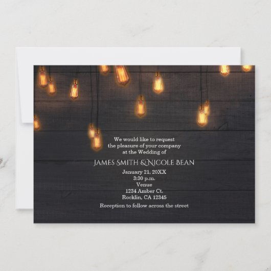 ヴィンテージぶら下がったの軽素朴球木結婚の 招待状 (正面)