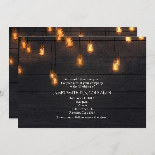 ヴィンテージぶら下がったの軽素朴球木結婚の 招待状 (正面/裏面)