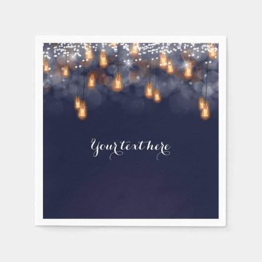 ヴィンテージぶら下がったの電球ウェディングレセプション スタンダードカクテルナプキン (正面)