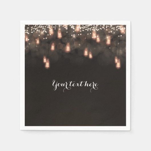 ヴィンテージぶら下がったの電球ウェディングレセプション スタンダードカクテルナプキン (正面)