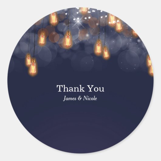 ヴィンテージぶら下がったの電球素朴結婚式の引き出物 ラウンドシール (正面)