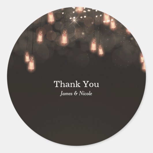 ヴィンテージぶら下がったの電球素朴結婚式の引き出物 ラウンドシール (正面)