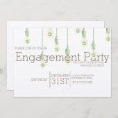 ヴィンテージぶら下がったの電球 |婚約パーティ 招待状 (正面/裏面)