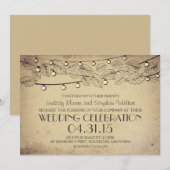 ヴィンテージぶら下がった弦光結婚式招待状 招待状 (正面/裏面)