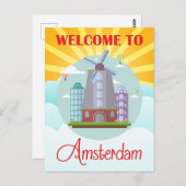 ヴィンテージへようこそアムステルダムホランドトラベル ポストカード (正面/裏面)