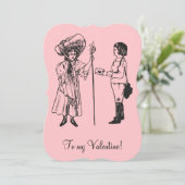 ヴィンテージへ私のバレンタインデーの女の子の文字ピンク シーズンカード (スタンド正面)