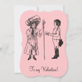 ヴィンテージへ私のバレンタインデーの女の子の文字ピンク シーズンカード (正面)