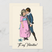 ヴィンテージへ私のバレンタインデーの女の子クリームピンクの青 シーズンカード (正面/裏面)