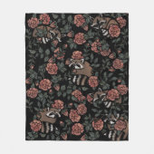 ヴィンテージほこりっぽいバラアライグマ模様 フリースブランケット (正面)