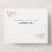 ヴィンテージほこりっぽいバラピンクの紋章結婚s オールインワン招待状 (裏面)