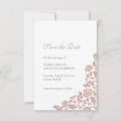 ヴィンテージほこりっぽいバラピンクレースパタ結婚ーン セーブザデート (正面)