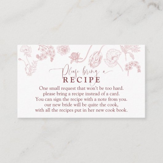 ヴィンテージほこりっぽいバラフローラどうぞレシピ エンクロージャーカード (正面)