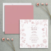 ヴィンテージほこりっぽいバラフローラスクリプト正方形シャワー 招待状
