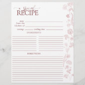 ヴィンテージほこりっぽいバラフローラレシピバインダーページ (裏面)