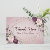 ヴィンテージほこりっぽいバラフローラ幾何学模様 サンキューカード (スタンド正面)